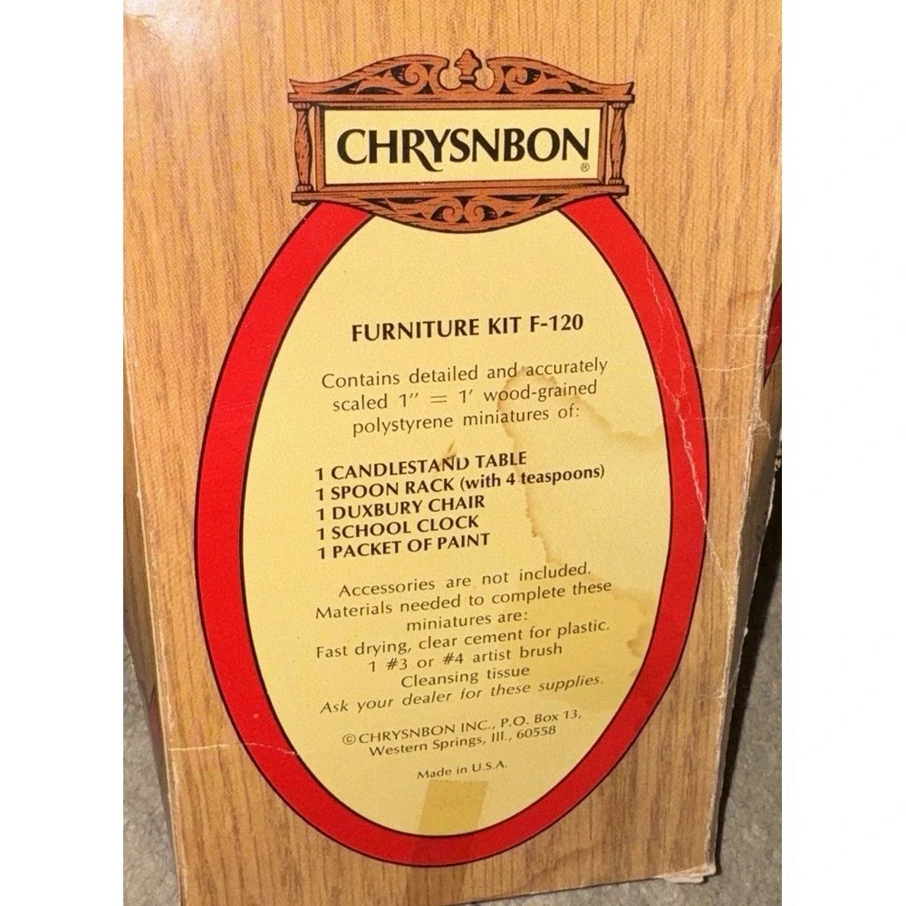 Miniature Dollhouse Chrysnbon Kit‎ /Candlestand Table Clock Chair Rack Kit-F120